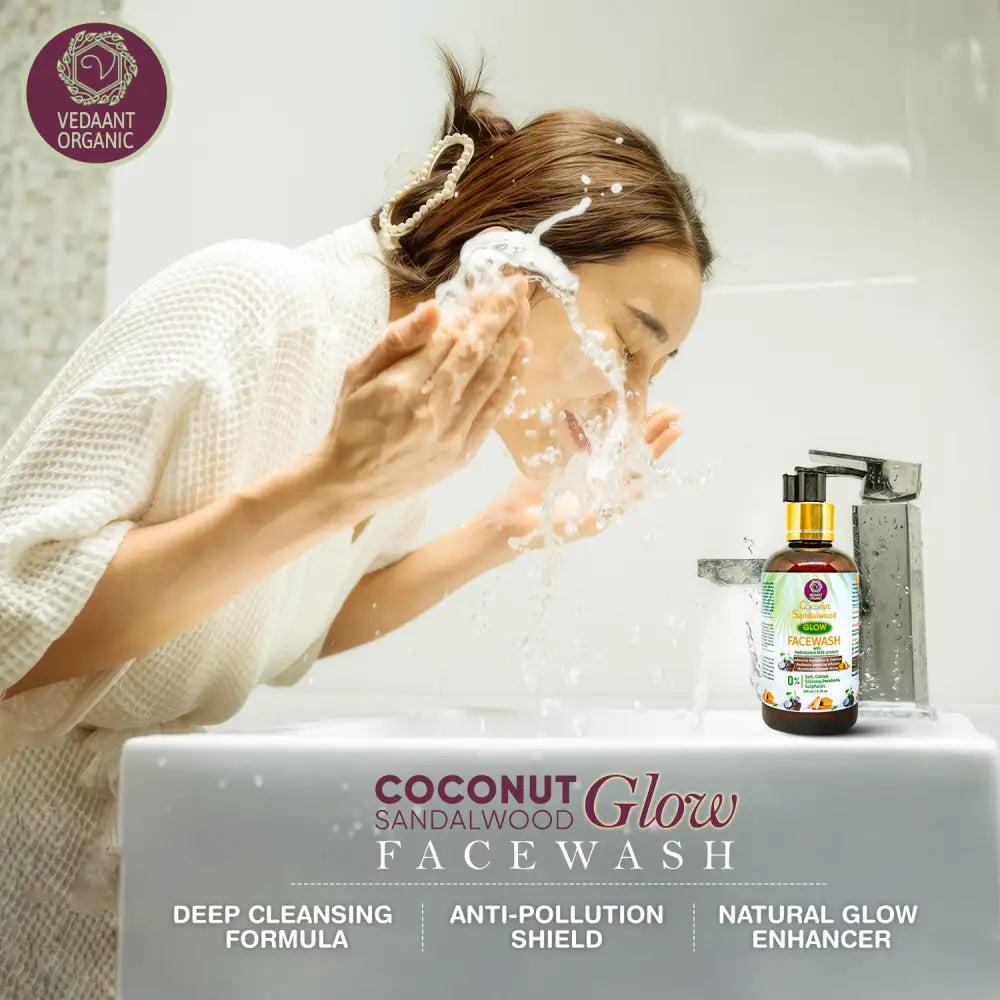 Coconut Sandalwood Glow Face Wash with Hydrolyzed Milk Protein & Natural Extracts