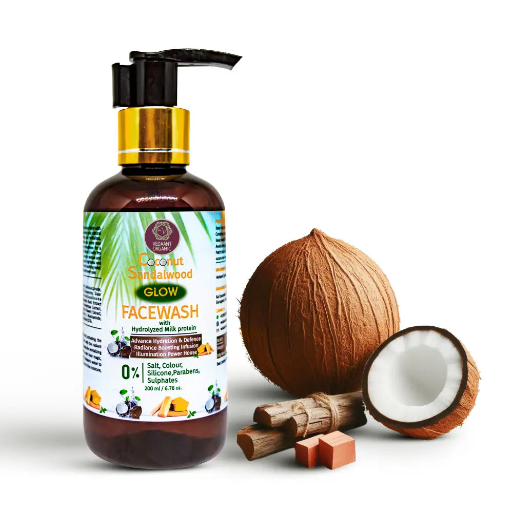 Coconut Sandalwood Glow Face Wash with Hydrolyzed Milk Protein & Natural Extracts