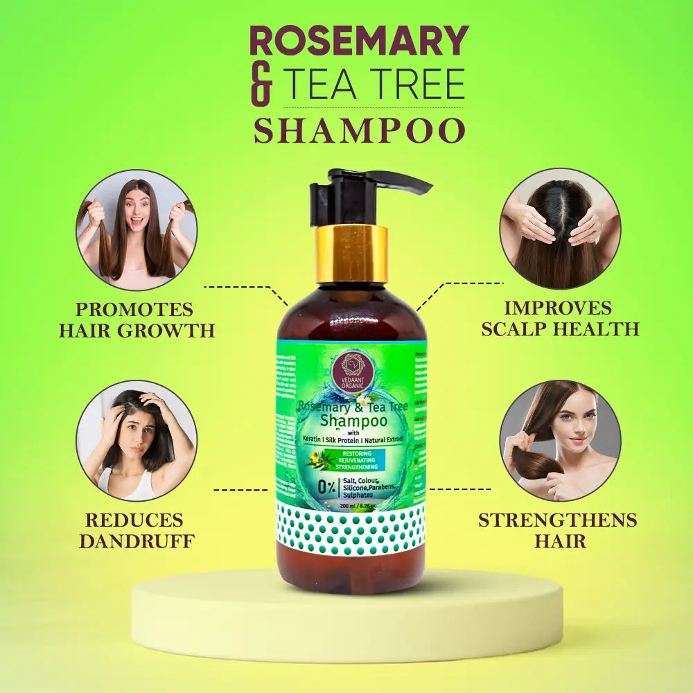 Rosemary & Tea Tree Shampoo with Silk Protein I Keratin I Natural Extracts