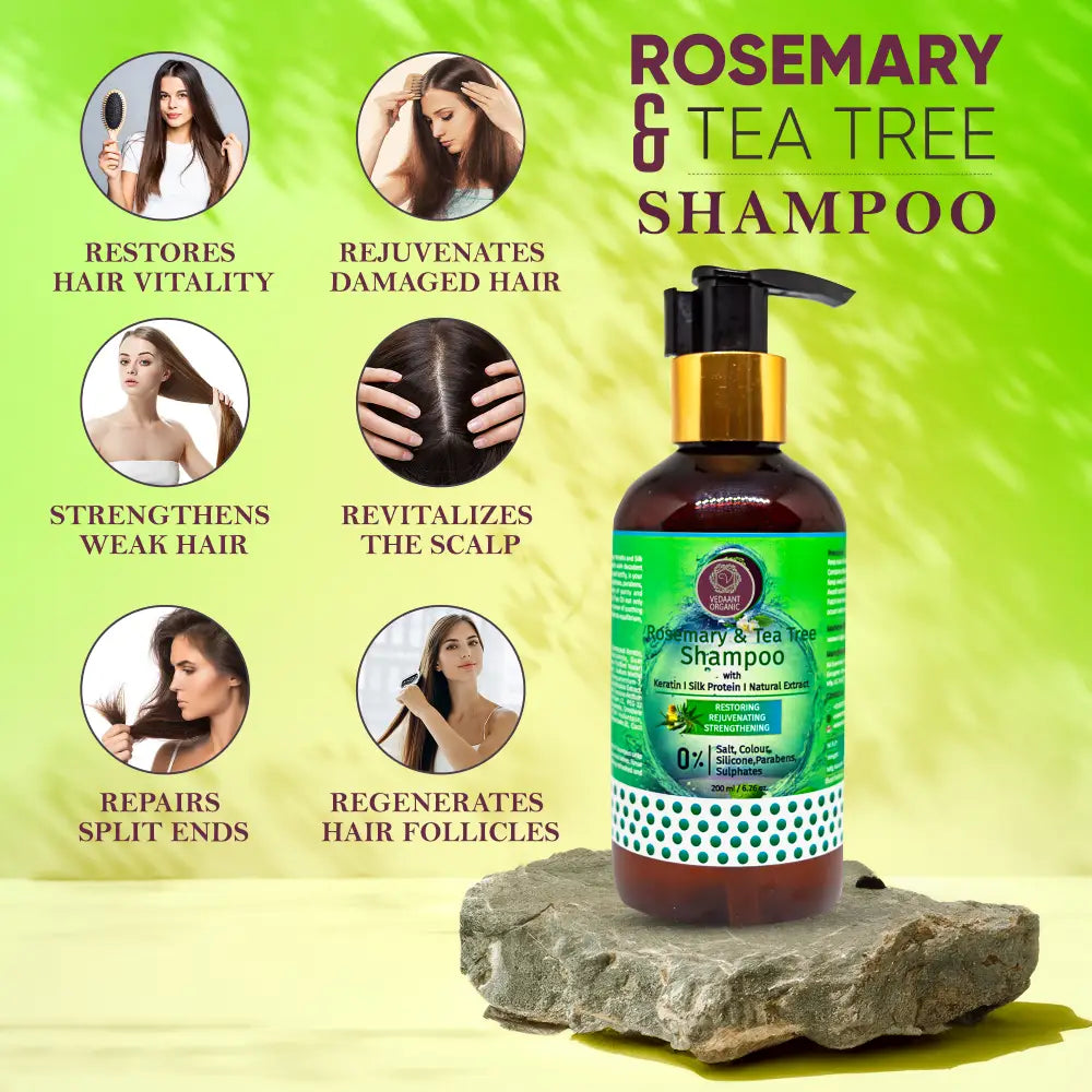 Rosemary & Tea Tree Shampoo with Silk Protein I Keratin I Natural Extracts
