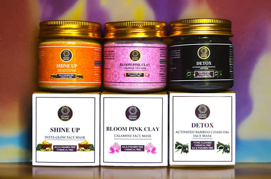 Face Mask Collective I Detox Activated Bamboo Charcoal & Bloom Pink Clay & Shine Up Instaglow