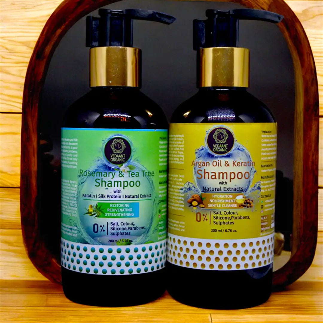 Best Duo Combo I Argan Oil & Keratin Shampoo I Rosemary & Tea Tree Shampoo with Silk Protein & Natural Extracts