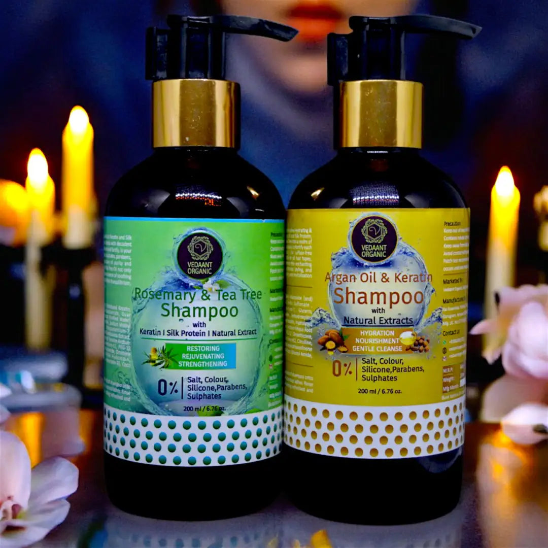 Best Duo Combo I Argan Oil & Keratin Shampoo I Rosemary & Tea Tree Shampoo with Silk Protein & Natural Extracts
