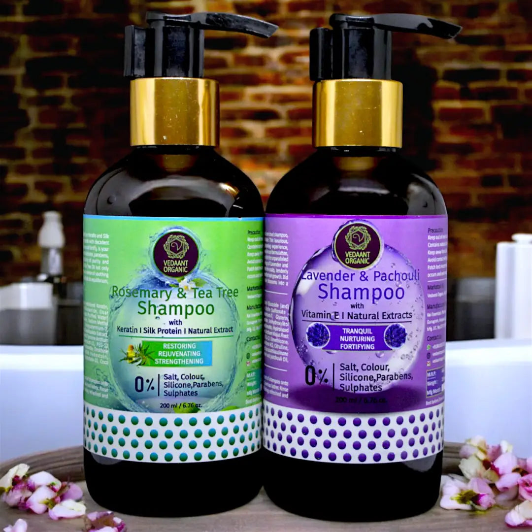 Best Duo Combo I Lavender & Patchouli Shampoo with Vitamin E I Rosemary & Tea Tree Shampoo with Silk Protein & Natural Extracts