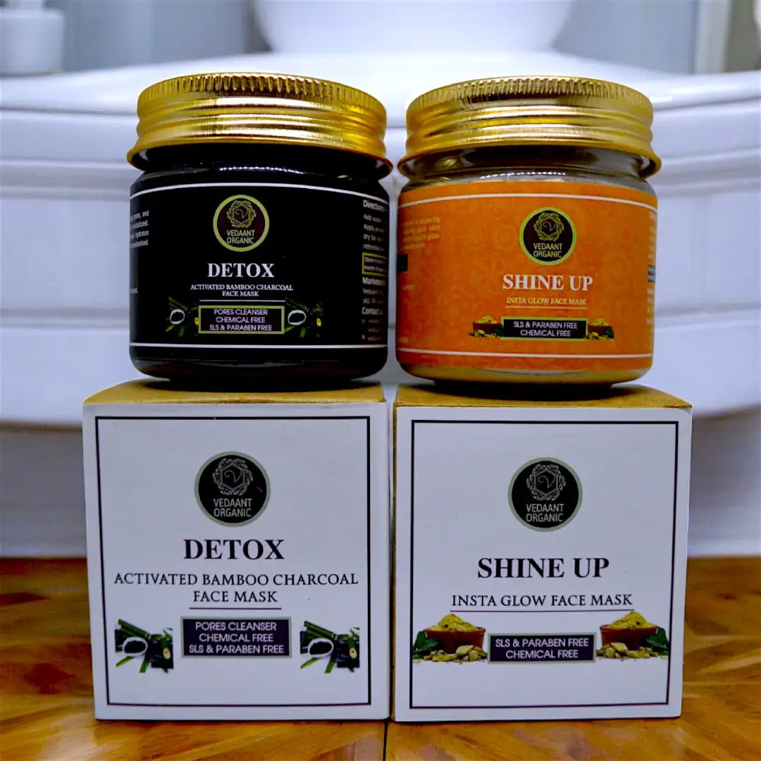 Best Duo I Detox Activated Bamboo Charcoal & Shine Up Instaglow Face Mask