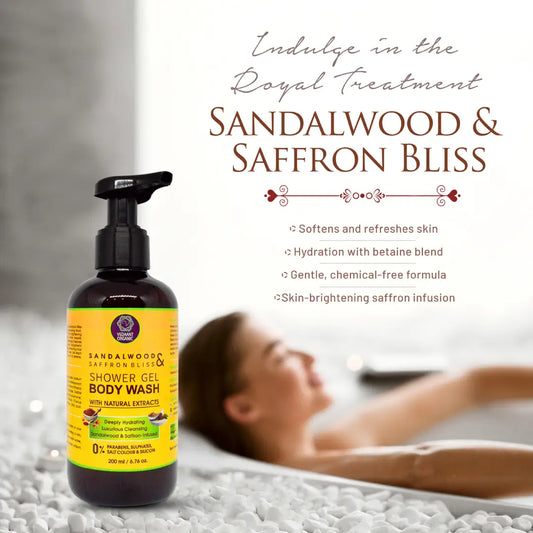 Sandalwood & Saffron Bliss Shower Gel/Body Wash with Natural Extracts