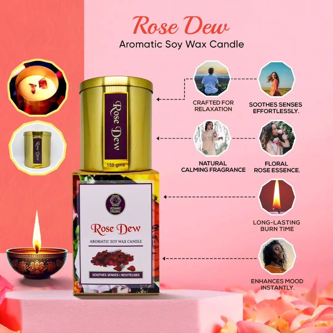 Best Duo I Rose Dew & Sandalwood Marigold Aromatic & Scented Soy Wax Candles