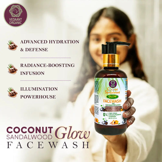 Coconut Sandalwood Glow Face Wash with Hydrolyzed Milk Protein & Natural Extracts