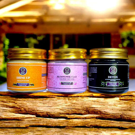 Face Mask Collective I Detox Activated Bamboo Charcoal & Bloom Pink Clay & Shine Up Instaglow