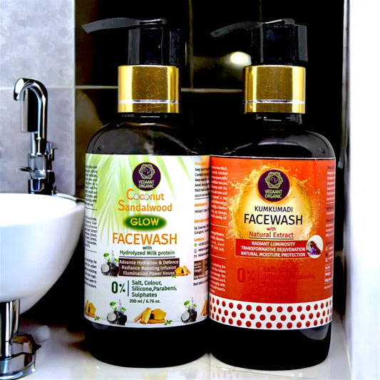 Face Wash Duo Combo I Kumkumadi & Coconut Sandalwood Glow Face Wash with Natural Extracts.