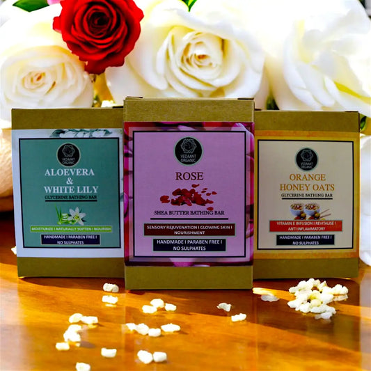 Best of 3 Combo I AloeVera White Lily I OrangeHoney Oats & Rose Glycerine Bathing Bars