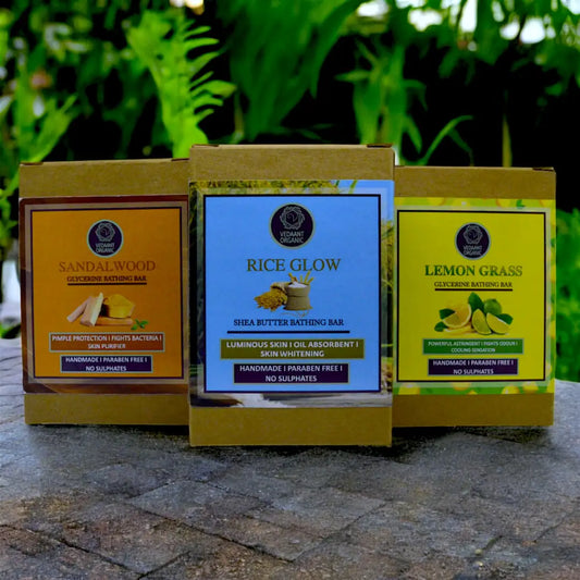 Best of 3 Combo I Rice Glow Sheabutter I Sandalwood & Lemon Grass Glycerine Bathing Bars