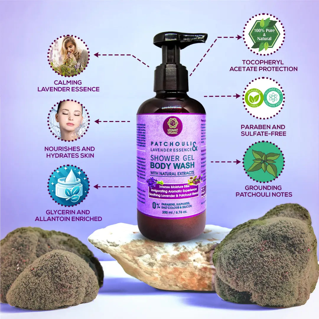 Patchouli & Lavender Essence Shower Gel/Body Wash with Natural Extracts