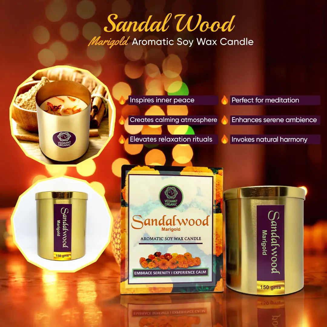 Best Duo I Rose Dew & Sandalwood Marigold Aromatic & Scented Soy Wax Candles